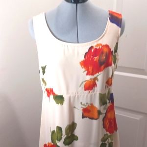 Coldwater Creek Sz 8 Cream Floral Maxi